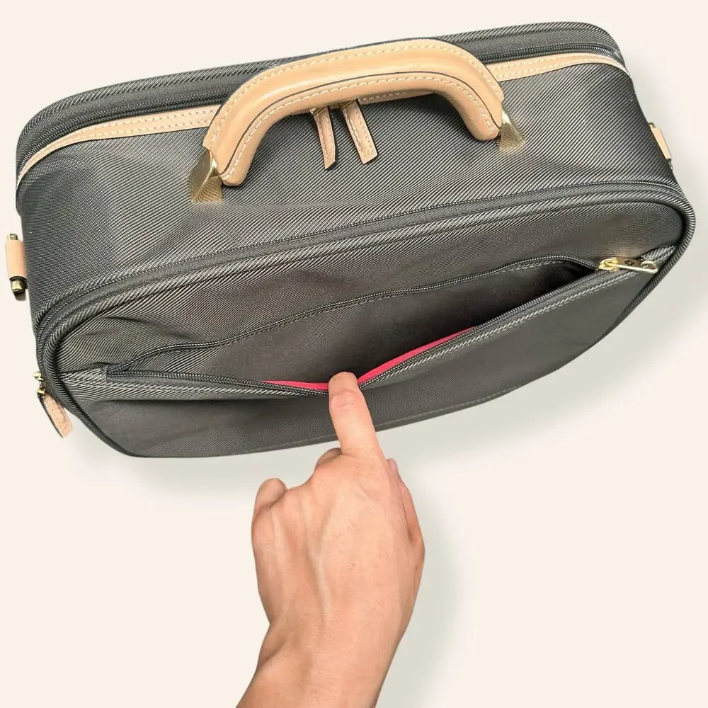 Samsonite Olive Green Carry-On Bag Tan Leather Trim Travel Tote (NWT)